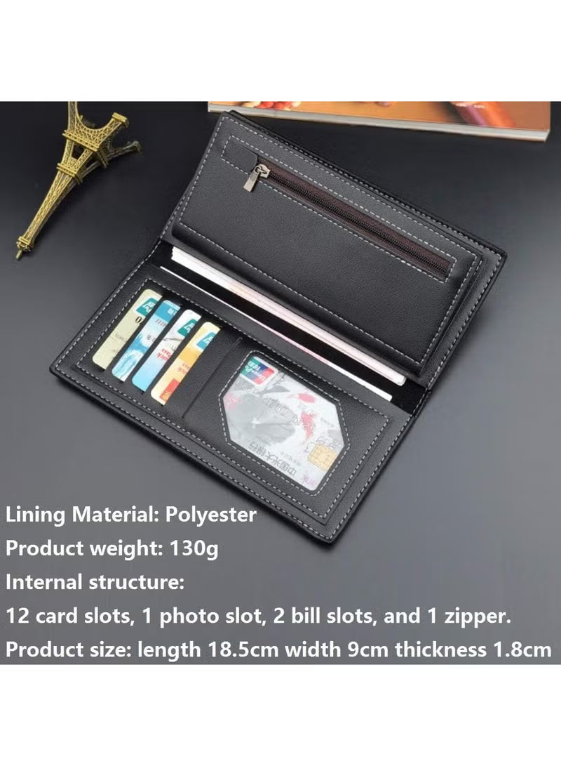 Men's Long Thin Slim Leather Wallet