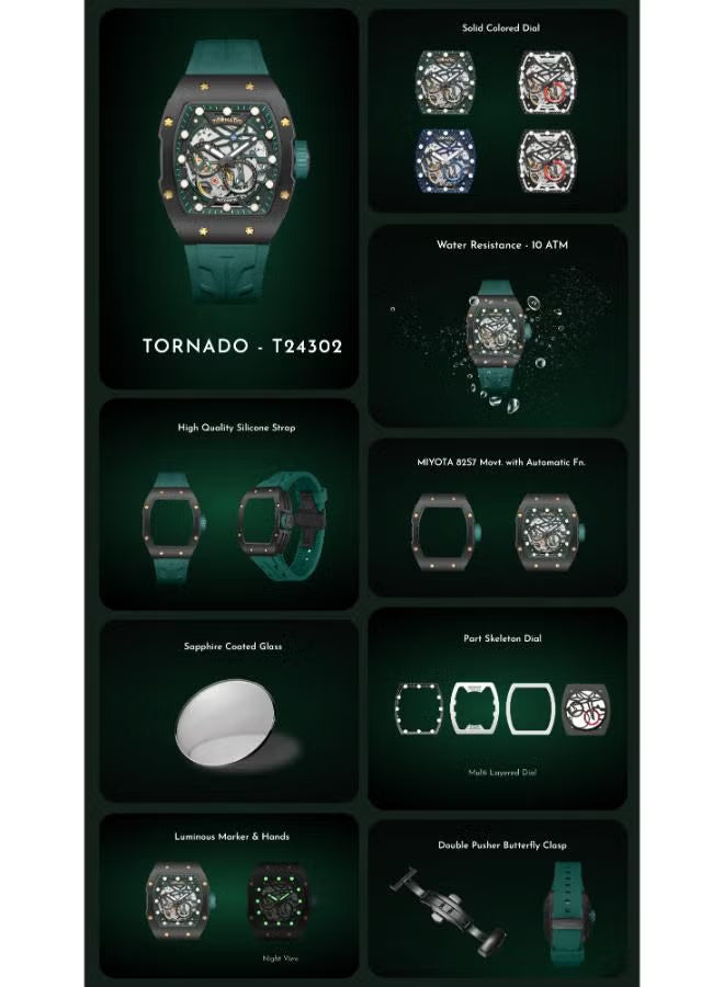 Men's Silicone Automatic Watch T24302-SSRB - 38.5mmx49mm mm